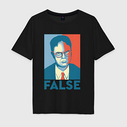 Футболка оверсайз мужская Dwight false - офис, цвет: черный