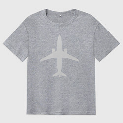 Футболка оверсайз мужская Белый облик самолета SJ-100, цвет: меланж