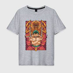 Футболка оверсайз мужская One piece Зоро бог, цвет: меланж