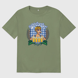 Футболка оверсайз мужская Beer оctoberfest, цвет: авокадо