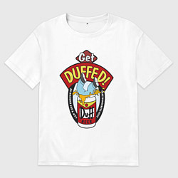 Футболка оверсайз мужская Duff beer with Homer, цвет: белый