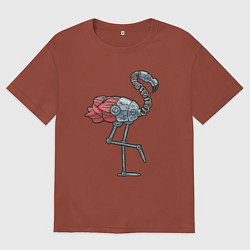 Футболка оверсайз мужская Робот фламинго, цвет: кирпичный