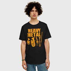 Футболка оверсайз мужская Heavy metal - медные духовые, цвет: черный — фото 2