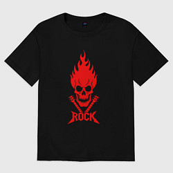 Футболка оверсайз мужская Rock красный череп, цвет: черный