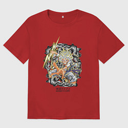 Футболка оверсайз мужская One piece молния Moncey D Luffy, цвет: красный