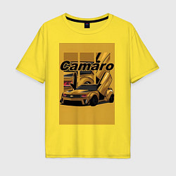 Футболка оверсайз мужская Chevrolet Camaro авто, цвет: желтый