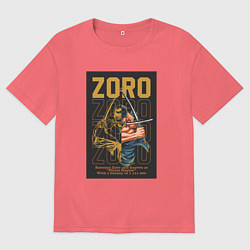 Футболка оверсайз мужская One piece Зоро Pirate Hunter, цвет: коралловый