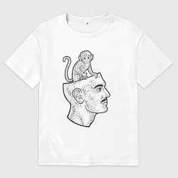 Футболка оверсайз мужская Мартышка в голове, цвет: белый