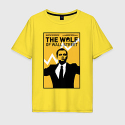 Футболка оверсайз мужская Волк с волстрит - Ди Каприо, цвет: желтый