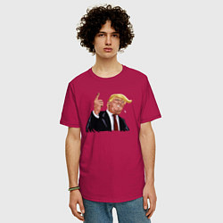 Футболка оверсайз мужская Речь Трампа, цвет: маджента — фото 2