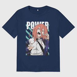 Футболка оверсайз мужская Человек-бензопила Пауэр Power, цвет: тёмно-синий