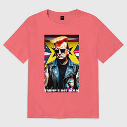 Футболка оверсайз мужская Trumps not dead - ai punk art, цвет: коралловый