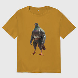 Футболка оверсайз мужская Голубь атлет, цвет: горчичный