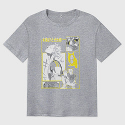 Футболка оверсайз мужская Haikyuu!! Хаику Волейбол Бокуто сова, цвет: меланж