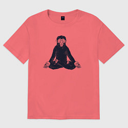 Футболка оверсайз мужская Yoga monkey, цвет: коралловый