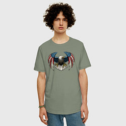 Футболка оверсайз мужская Америка орёл, цвет: авокадо — фото 2
