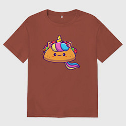 Футболка оверсайз мужская Тако единорог милый, цвет: кирпичный