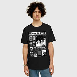 Футболка оверсайз мужская Величие Танджиро - Клинок рассекающий демонов, цвет: черный — фото 2