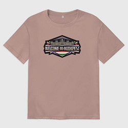 Футболка оверсайз мужская Добро пожаловать в Будапешт, цвет: пыльно-розовый