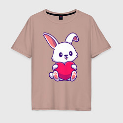 Футболка оверсайз мужская Heart rabbit, цвет: пыльно-розовый