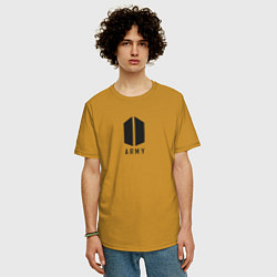 Футболка оверсайз мужская BTS Army black, цвет: горчичный — фото 2