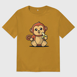 Футболка оверсайз мужская Мартышка и банан, цвет: горчичный