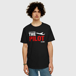 Футболка оверсайз мужская Не бойся пилот здесь, цвет: черный — фото 2