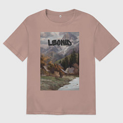 Футболка оверсайз мужская Leonid деревушка, цвет: пыльно-розовый