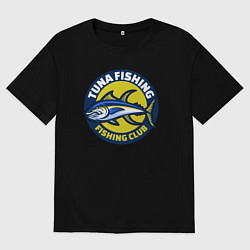 Футболка оверсайз мужская Рыбалка на тунца, цвет: черный