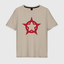 Футболка оверсайз мужская Red star USSR, цвет: миндальный