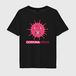 Футболка оверсайз мужская Pink coronavirus, цвет: черный