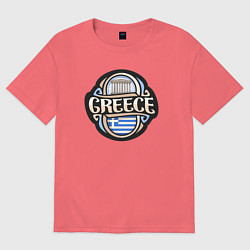 Футболка оверсайз мужская Greece, цвет: коралловый