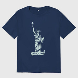 Футболка оверсайз мужская Статуя свободы - Нью-Йорк, цвет: тёмно-синий