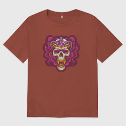 Футболка оверсайз мужская Brain skull, цвет: кирпичный