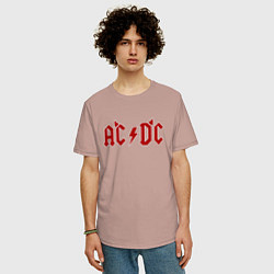 Футболка оверсайз мужская AC DC devil, цвет: пыльно-розовый — фото 2