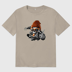 Футболка оверсайз мужская Скейтбордист, цвет: миндальный