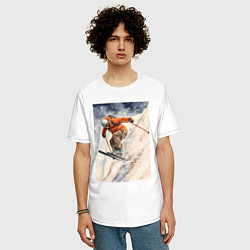 Футболка оверсайз мужская Горные лыжи спортсмен, цвет: белый — фото 2