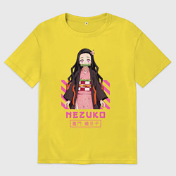 Футболка оверсайз мужская Клинок рассекающий демонов героиня, цвет: желтый