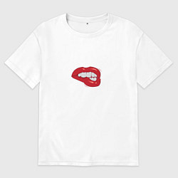Футболка оверсайз мужская Кусает губки, цвет: белый