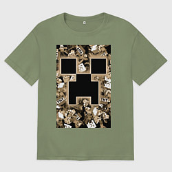 Футболка оверсайз мужская Герои Minecraft, цвет: авокадо