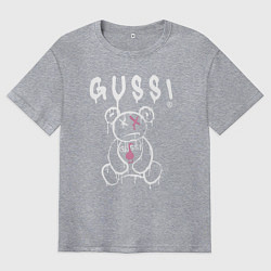 Футболка оверсайз мужская Гусси - мишка с гусем, цвет: меланж