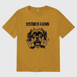 Футболка оверсайз мужская System of a Down - rock dog, цвет: горчичный