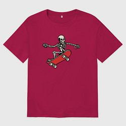 Футболка оверсайз мужская Скелетор на скейте, цвет: маджента