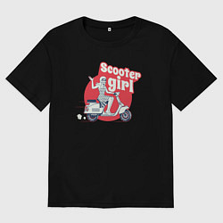 Футболка оверсайз мужская Девушка на скутере, цвет: черный