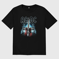 Футболка оверсайз мужская AC DC Guitar, цвет: черный