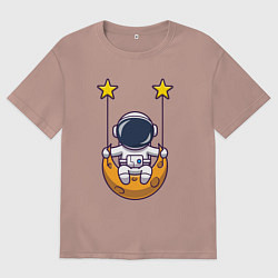 Футболка оверсайз мужская Космонавтик на качелях, цвет: пыльно-розовый
