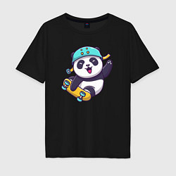 Футболка оверсайз мужская Skater panda, цвет: черный