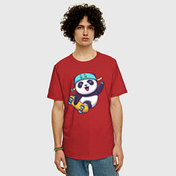 Футболка оверсайз мужская Skater panda, цвет: красный — фото 2