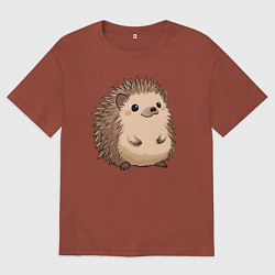 Футболка оверсайз мужская Ёжик арт, цвет: кирпичный