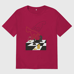 Футболка оверсайз мужская Шахматная доска с фигурами, цвет: маджента
